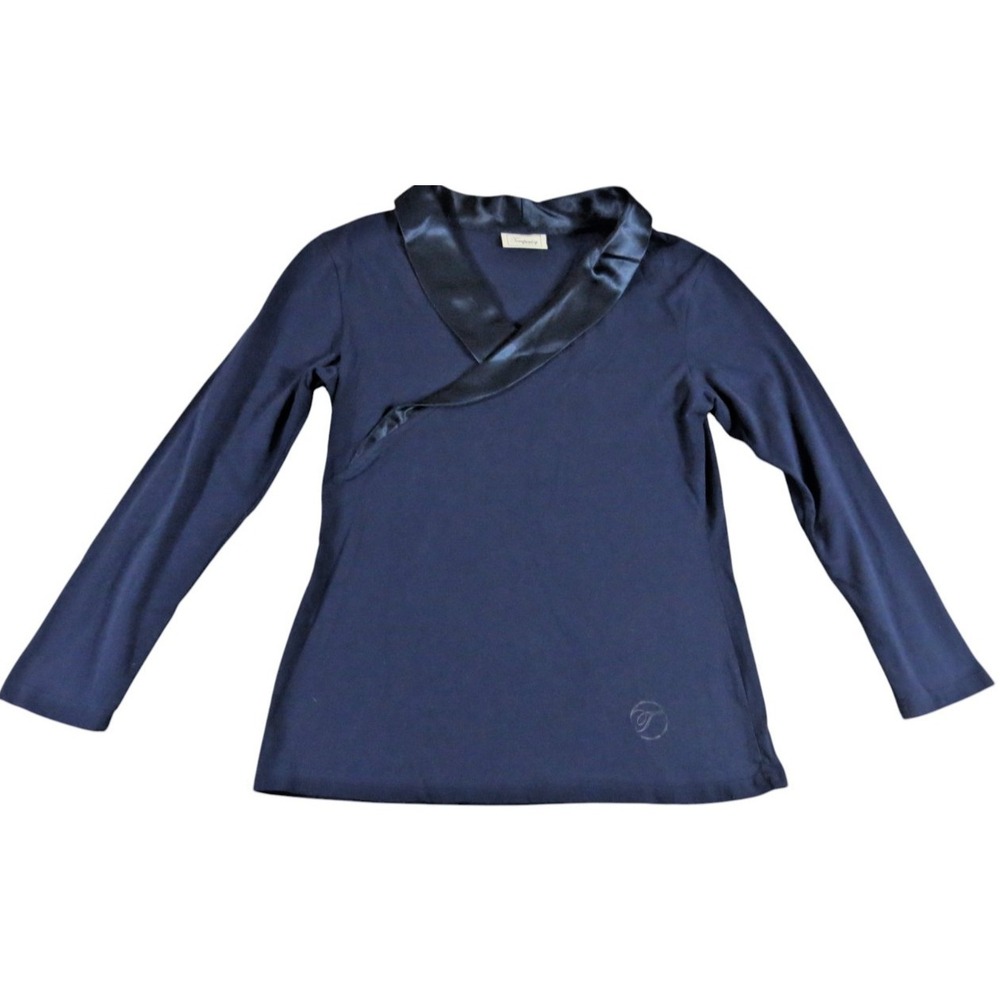Temperley London British Airways Loungewear Top Women S Navy Satin Wrap Shirt